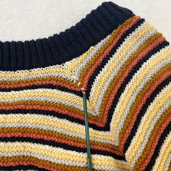 Madewell Arden VNeck Multi Cotton Slouchy Striped Sweater Sz XL 90s Gilmore Girl - Picture 10 of 10
